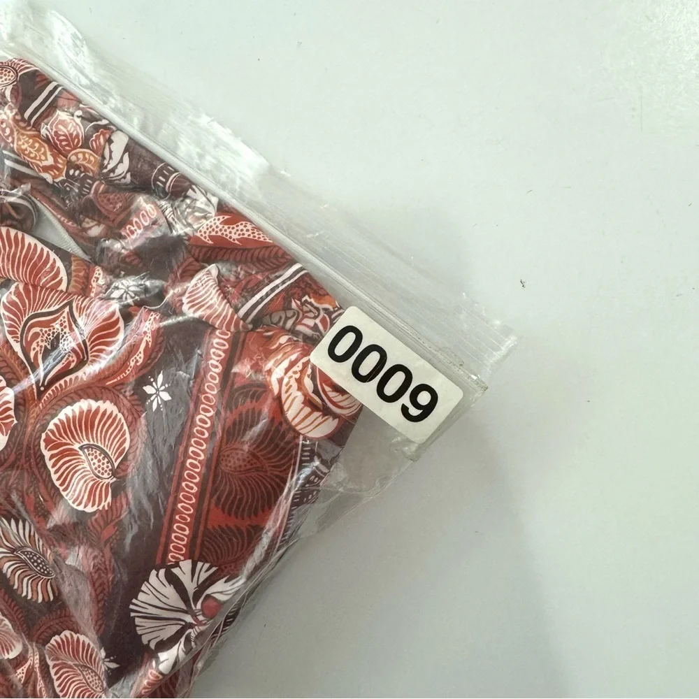 NWT Phax Sz M One Piece Printed Swimsuit Front Twist Stretch Long Sleeve Orange